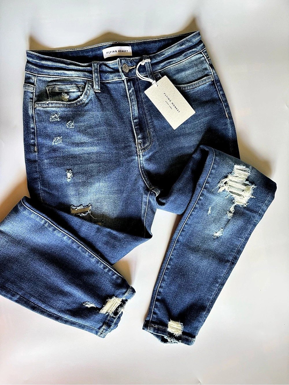 Flying Monkey Distressed Skinny Jeans in Blue NWT